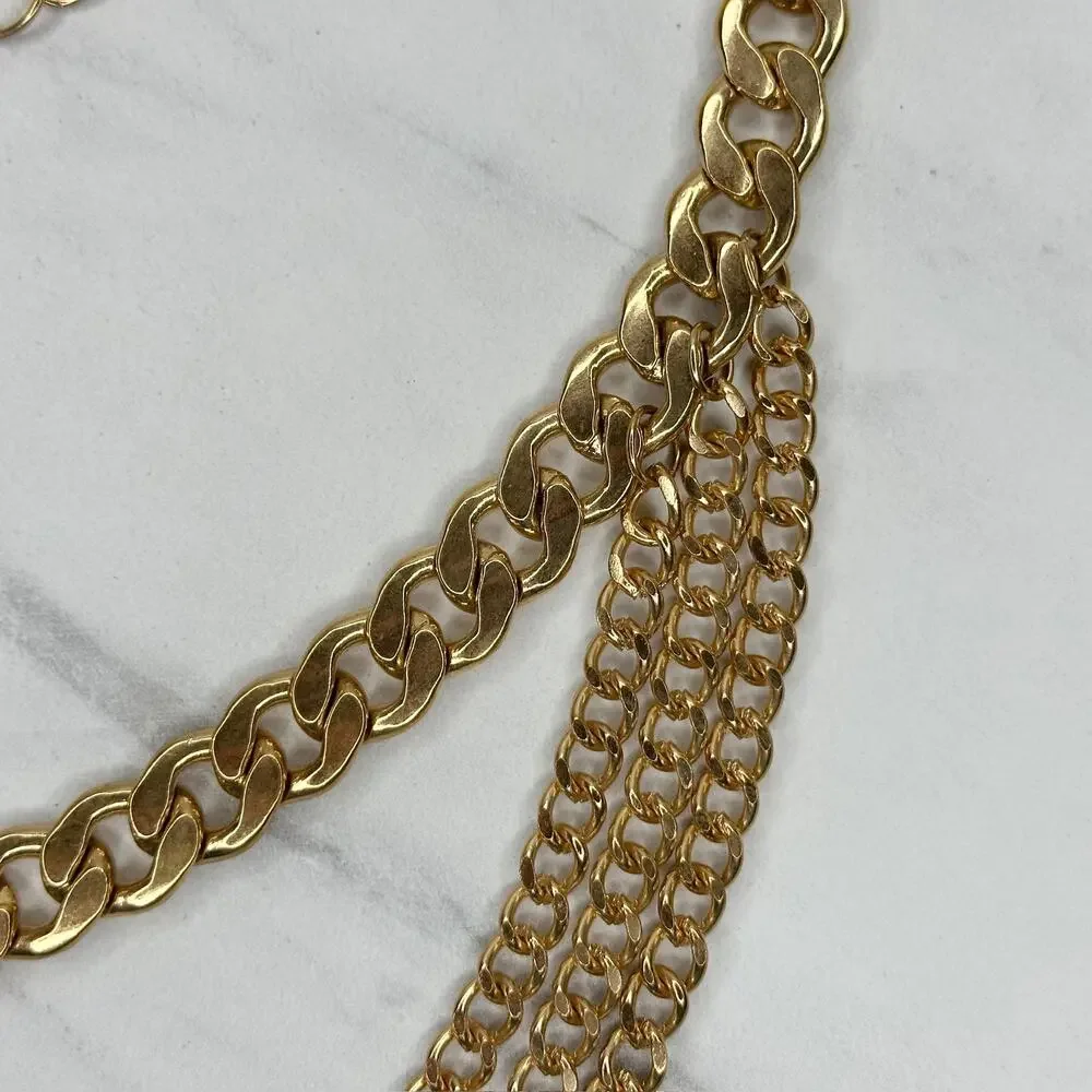Draped Gold Curb Chain Belt Multi Strand OS ✨